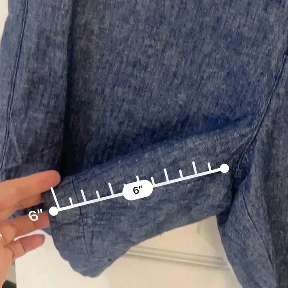 Old navy linen cotton chambray shorts 10 blue - Picture 5 of 9